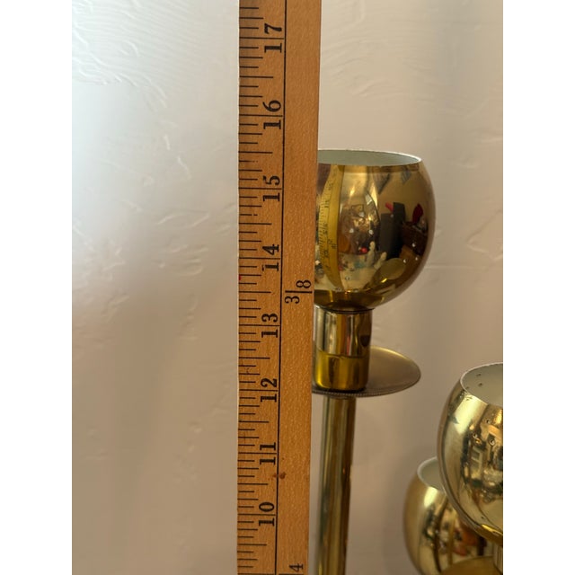 Vintage 3-Tiered Mid-Century Modern Sputnik Brass Table Lamp For Sale - Image 9 of 12