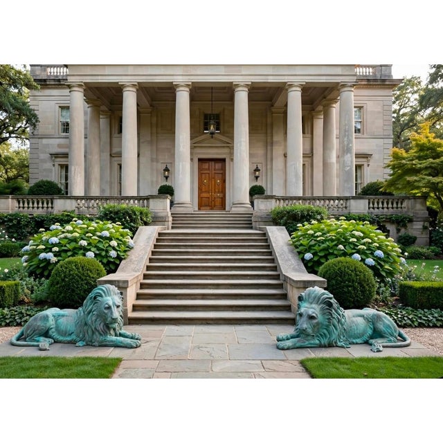 1960s Large Bronze Lions Statue a-Pair For Sale - Image 15 of 17