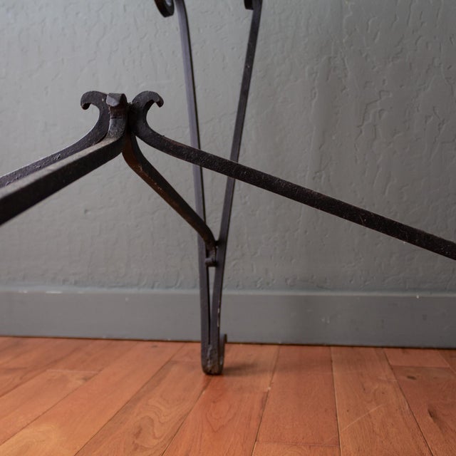 French Art Deco Black Wrought Iron Outdoor Patio Garden Table For Sale - Image 13 of 18