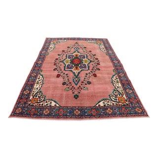 1960s Oriental Style Hand Knotted Red Oushak Area Rug For Sale
