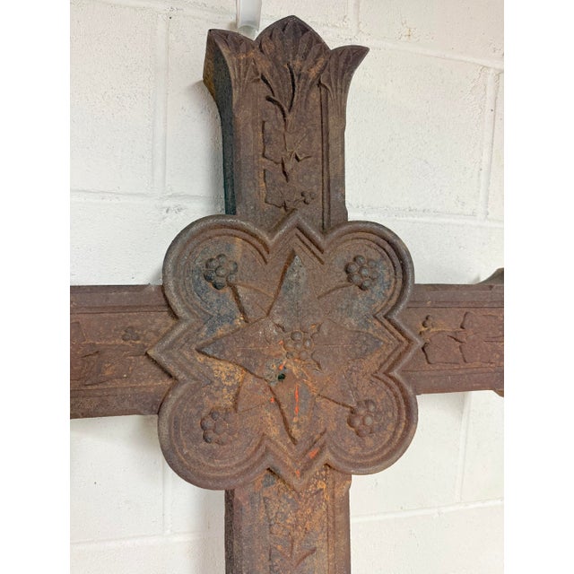 Huge Antique Industrial Outdoor Cast Iron Religious Catholic Crucifix Cross For Sale In New York - Image 6 of 15