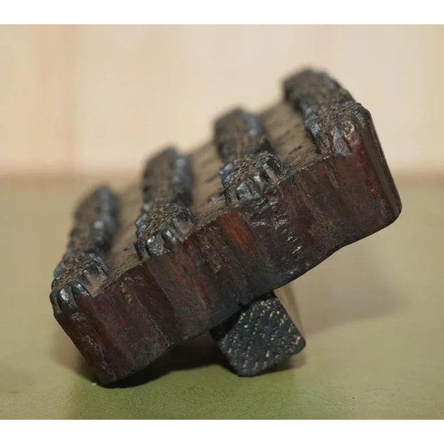 Large Antique Hand Carved Floral Printing Block for Wallpaper For Sale - Image 5 of 13