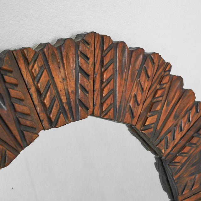 1950s Mid-Century Mirror in Carved Wood, 1960s For Sale - Image 5 of 9