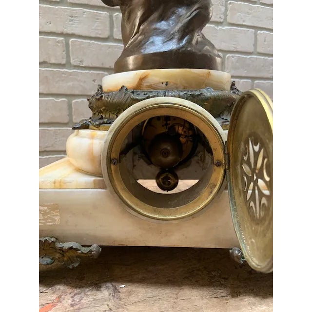 Metal Signed Antique French Bronze Garniture Clock Set by Albert-Ernest Carrier-Belleuse For Sale - Image 7 of 12