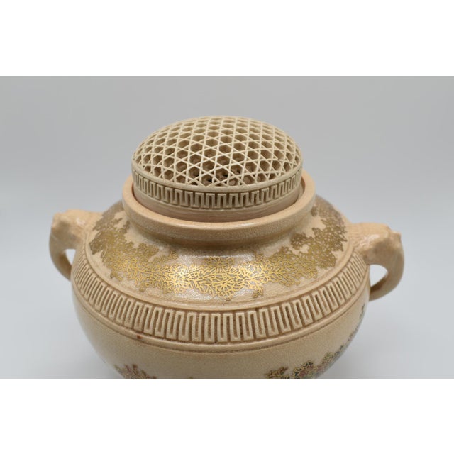 Japanese Satsuma Tripod Flower Censer Meiji Period For Sale - Image 9 of 14