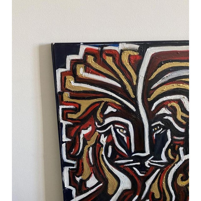 Contemporary Daniela Zanelli, A Lion in Black Red and Yellow, 2000, Oil Painting on Canvas For Sale - Image 3 of 15