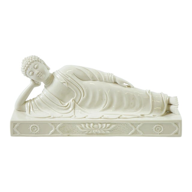Mid 20th Century Porcelain Lying Buddha Figurine For Sale