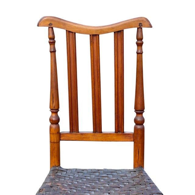 18th Century Antique William & Mary Period Yoke Back Chair With Splint Seat For Sale - Image 4 of 10