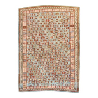 19th Century Blue Antique Caucasian Kuba Rug - 3'8" x 4'10" For Sale