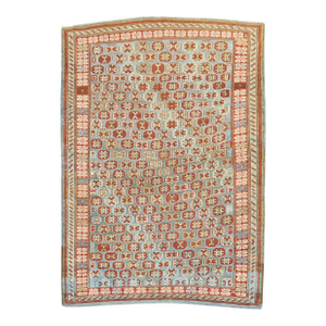 19th Century Blue Antique Caucasian Kuba Rug