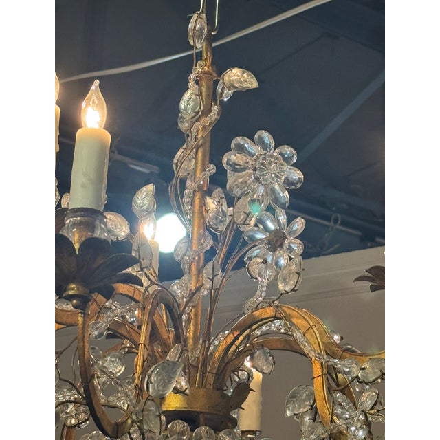 Vintage French Bagues Crystal Flower Chandelier For Sale In Dallas - Image 6 of 8