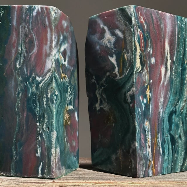 Vintage Organic Modern Polished Jasper Live Edge Bookends For Sale - Image 4 of 6