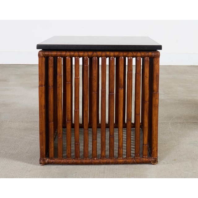 Pair of McGuire Bamboo Cube Granite Top Drinks Tables For Sale In Sacramento - Image 6 of 18