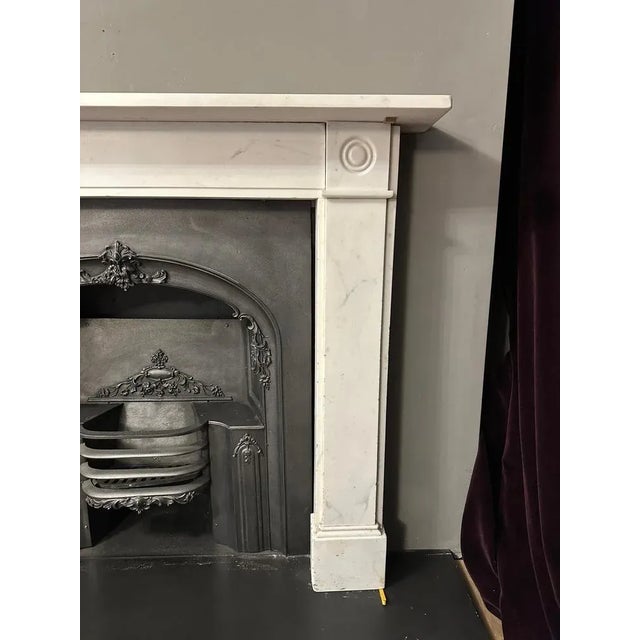 English Regency Statuary White Marble Fireplace Mantel, 1800s For Sale - Image 6 of 8