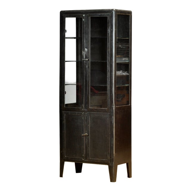 Polished Iron Medicine Cabinet, 1930s For Sale