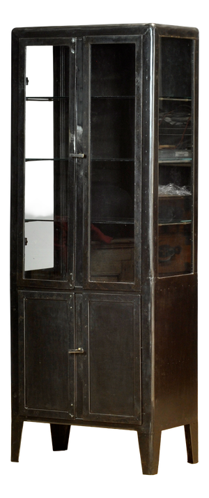 Polished Iron Medicine Cabinet, 1930s