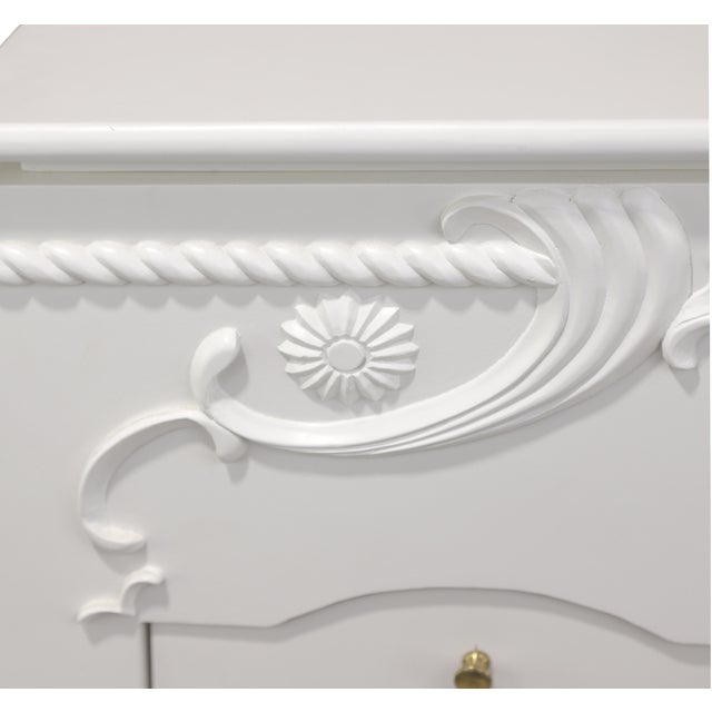 A Classic European Baroque-Style White Embossed Storage Cabinet/Bathroom Vanity Base. For Sale - Image 9 of 14