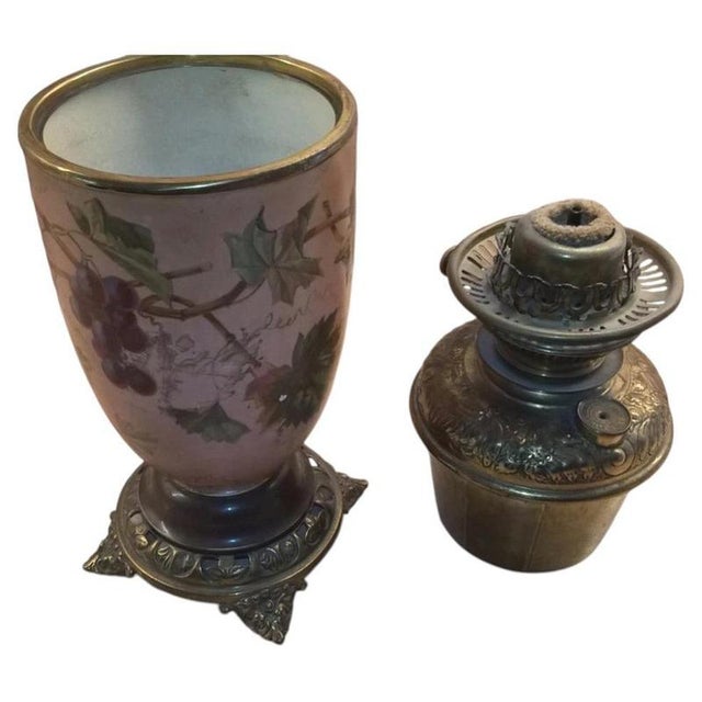 Victorian Porcelain Kerosene Lamp with Decorative Base, 1890s For Sale - Image 3 of 14