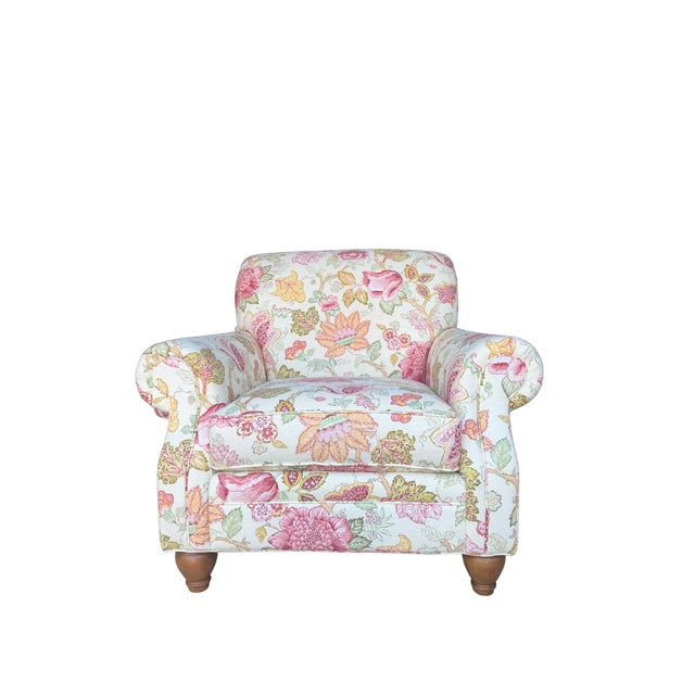 Clayton Marcus English Roll-Arm Club Chairs, Pair – Floral Botanical Chintz Upholstered Lounge Chairs For Sale - Image 6 of 16
