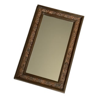 Vintage Copper-Colored Wooden Mirror For Sale