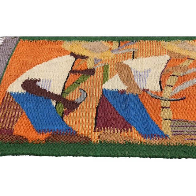 Vintage Brazilian Tapestry Rug, 02'09 X 07'00 For Sale - Image 4 of 12