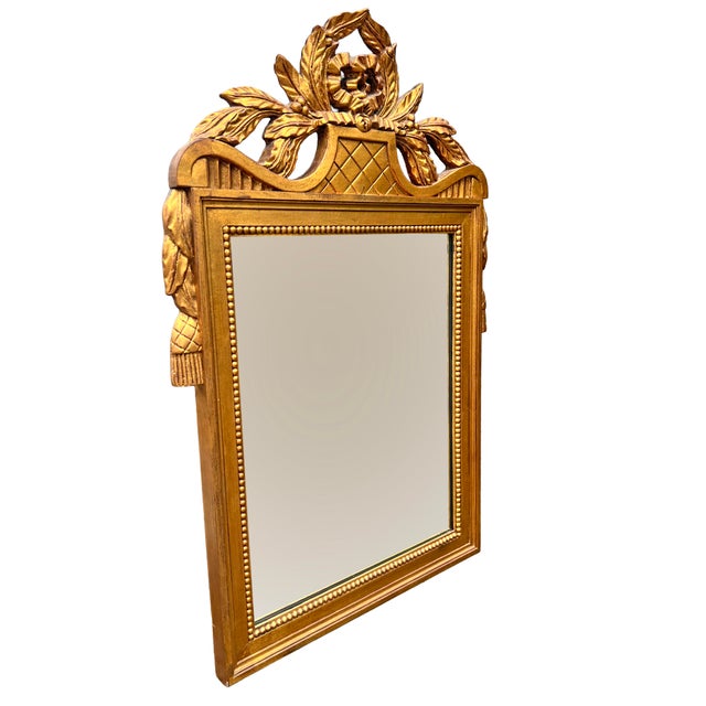Vintage Gold Gilt Wood Wall Mirror With Tassels Ornate Made in Italy Quality piece. Clean. Mirror frosted to avoid...
