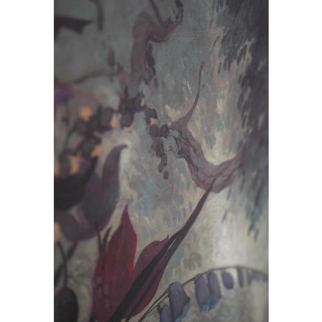 Gold Large Oil on Canvas Peacock Painting - Artist Signed For Sale - Image 8 of 12