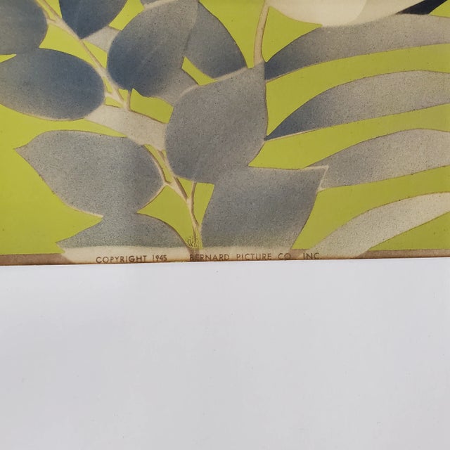 1940s Vintage Crane & Floral Prints, a Pair in Pink Frames For Sale - Image 11 of 13