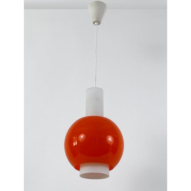 Mid-Century Pendant Lamp in Metal and Opaline Glass from Bünte & Remmler, Germany, 1960s For Sale - Image 9 of 18