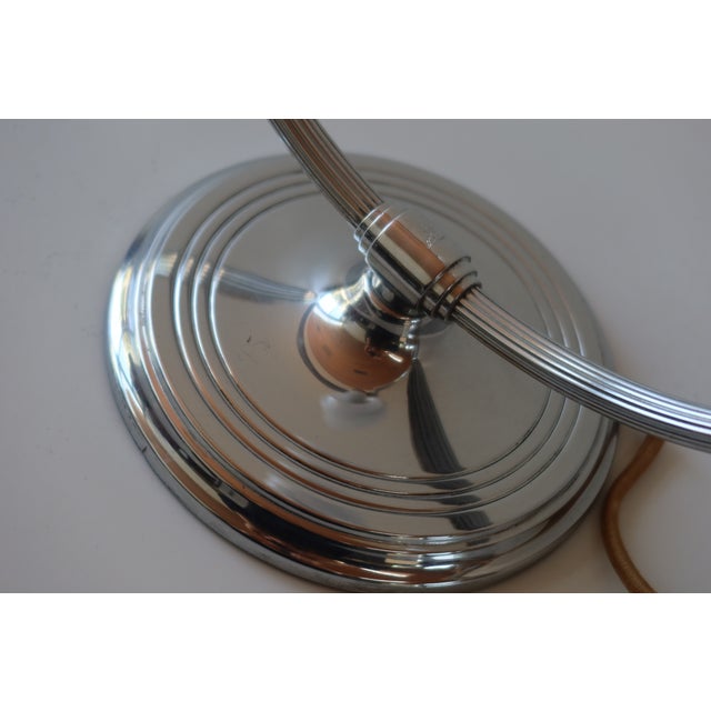 Authentic Art Deco "halo" table lamp by Chase Brass & Copper Company of Waterbury, Connecticut, circa 1930s. Marked with...