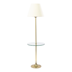 Vintage Laurel Lamp Company Brass and Round Glass Mid Century Modern Lamp Table