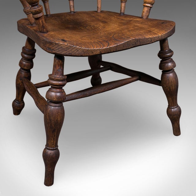 Antique Smoker's Bow Chair, English, Country House Elbow Seat, Edwardian, 1904 For Sale - Image 11 of 12