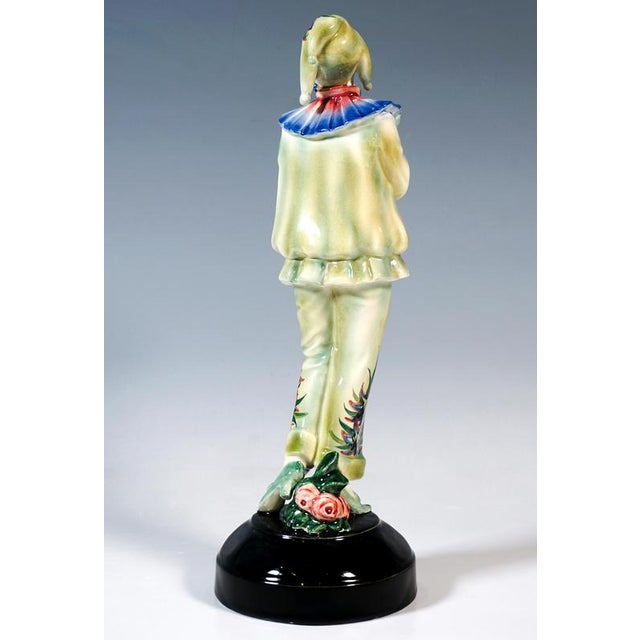Art Deco Pierrette with Mask Figurine attributed to Dakon & Lorenzl for Goldscheider, 1920s For Sale - Image 3 of 7