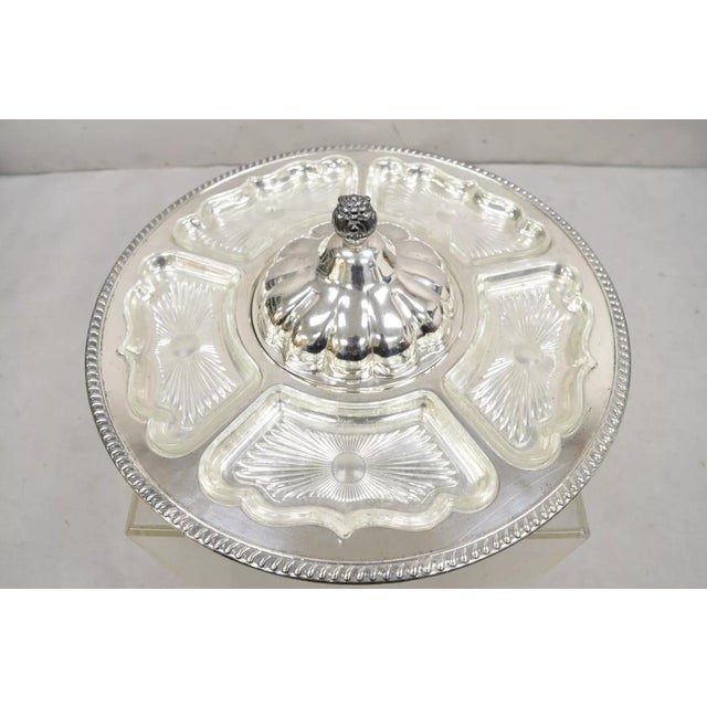 Victorian Vintage Victorian Silver Plated Lazy Susan Revolving Serving Platter Tray For Sale - Image 3 of 11