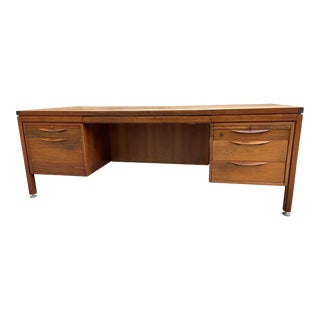 Jens Risom Vintage Walnut Executive Desk Needs Restoration For Sale