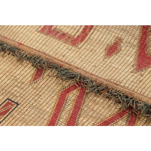 Animal Skin Vintage Square Tuareg Mat in Red and Beige Tribal Geometric Patterns For Sale - Image 7 of 7