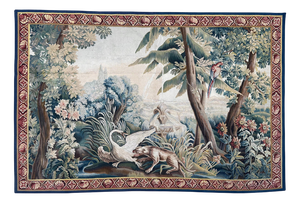 Large French Handwoven Tapestry with Swan from Aubusson, 1950s