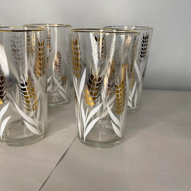 Vintage Golden Wheat Glass Tumblers- Set of 8 For Sale In Columbia, SC - Image 6 of 12