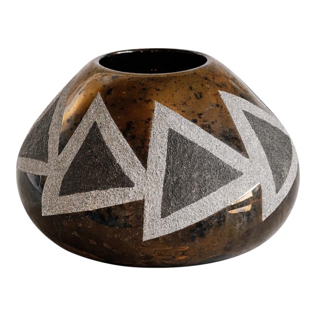 Craig White Eagle Navajo Studio Pottery Vessel, Bronze Geometric Form For Sale