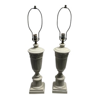 Vintage White Column Lamps From the Biltmore Hotel - A Pair For Sale