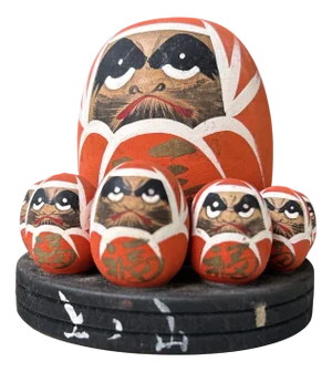 Vintage Wooden Daruma Set, 1970s, Set of 9