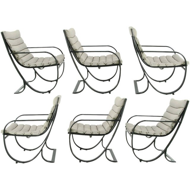 Set Of Six Jay Spectre For Brown Jordan Midnight Blue Metal Dining