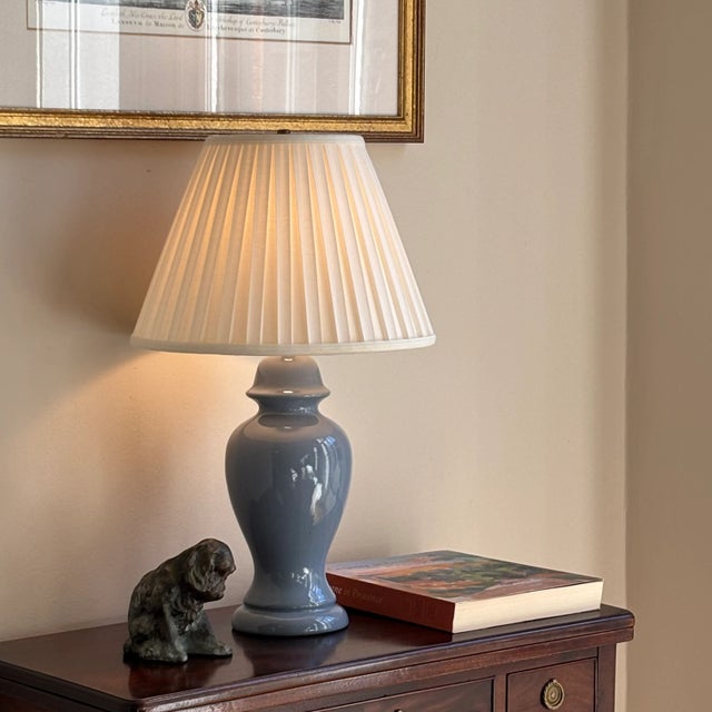 Mid-20th Century Cornflower Blue Ginger Jar Table Lamp For Sale - Image 4 of 13