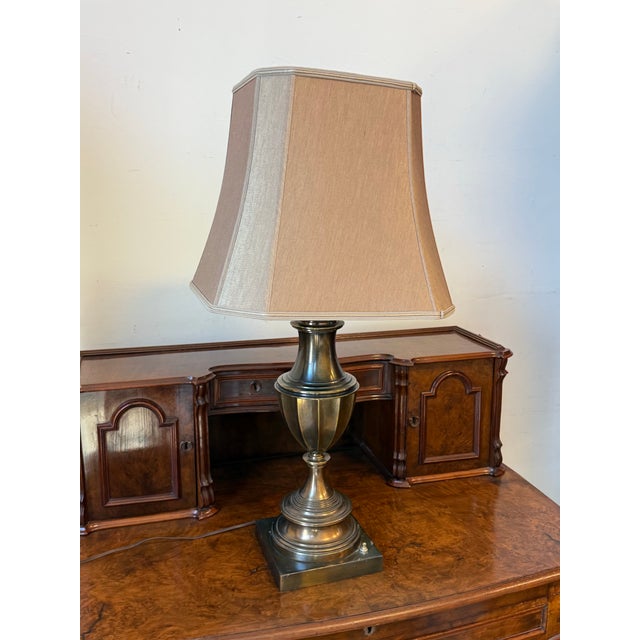 Brass Vintage Stiffel Turned Brass Table Lamp For Sale - Image 8 of 12