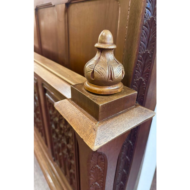 Late 19th Century Antique Gothic Revival Carved Walnut Full/Double Bed, Circa 1890 For Sale - Image 5 of 7