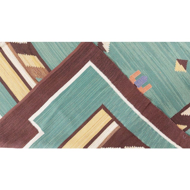 Doris Leslie Blau Midcentury Swedish Green Handmade Wool Rug For Sale - Image 9 of 9