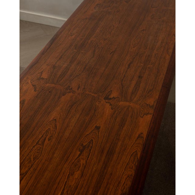 Wood Mid-Century Dutch Rosewood Coffee Table with Leather Magazine Shelf attributed to Topform, 1960s For Sale - Image 7 of 18