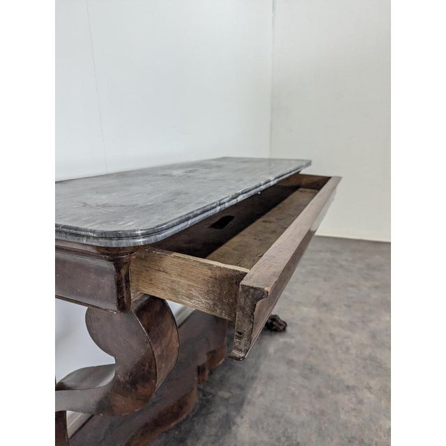 Wood Console Table in Flamed Mahogany For Sale - Image 7 of 11