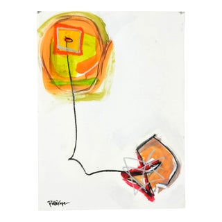 "Black String to Silver Marks" Contemporary Abstract Mixed-Media Painting by Robbie Kemper For Sale