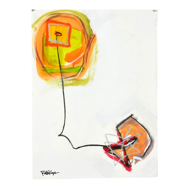 "Black String to Silver Marks" Contemporary Abstract Mixed-Media Painting by Robbie Kemper For Sale